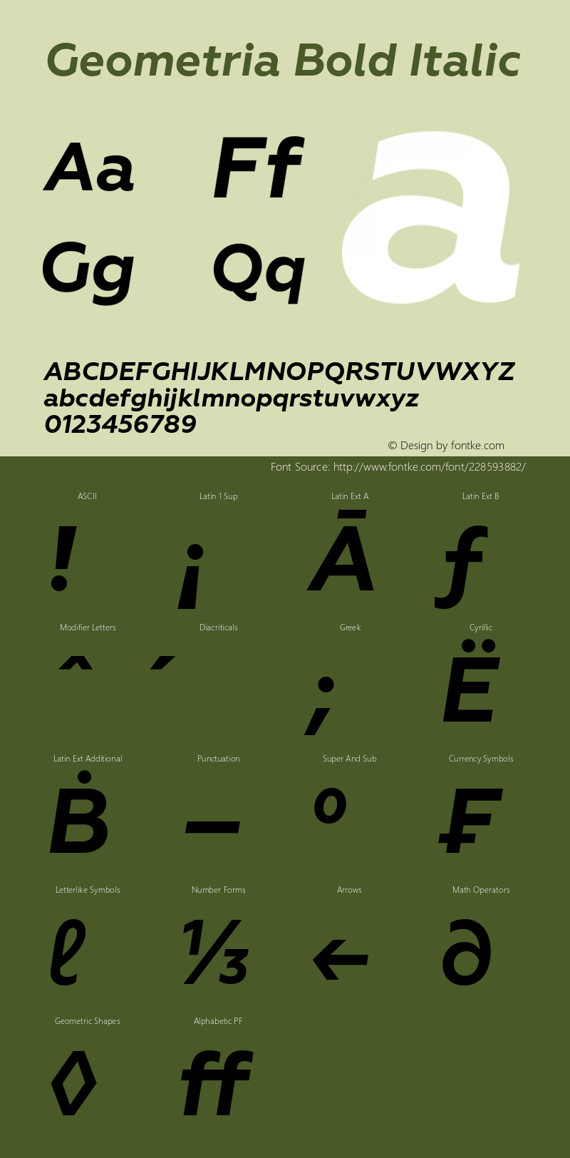 Geometria Bold Italic Version 1.002图片样张