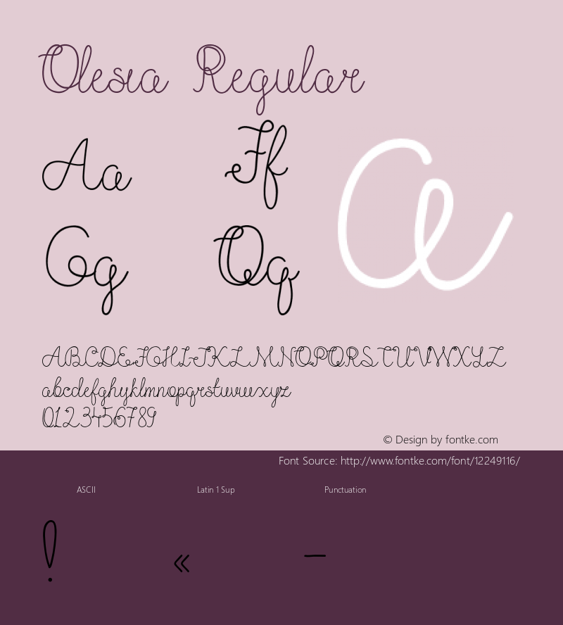 Olesia Regular Version 1.001;PS 001.001;hotconv 1.0.70;makeotf.lib2.5.58329 Font Sample