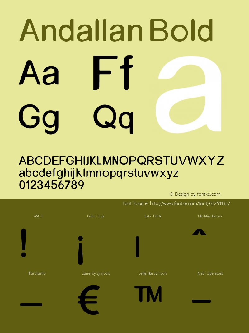 Andallan Bold Version 1.025;Fontself Maker 3.5.1 Font Sample