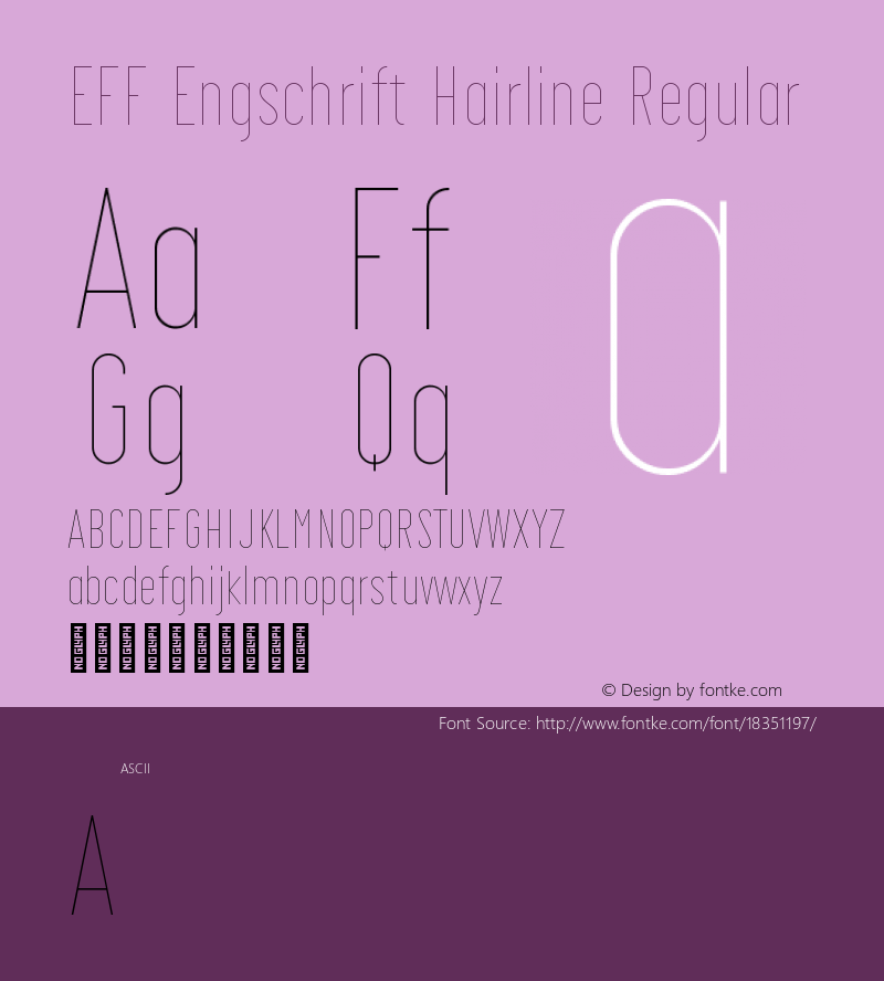 EFF Engschrift Hairline Regular Version 0.004;PS 000.004;hotconv 1.0.88;makeotf.lib2.5.64775 Font Sample