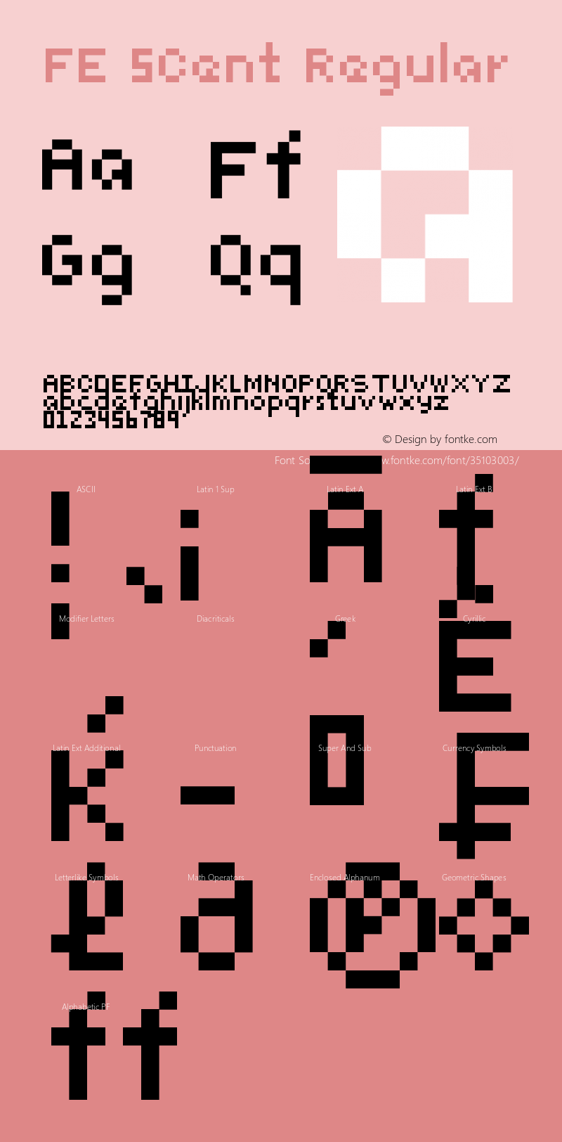 FE 5Cent Regular Version 1.000 Font Sample