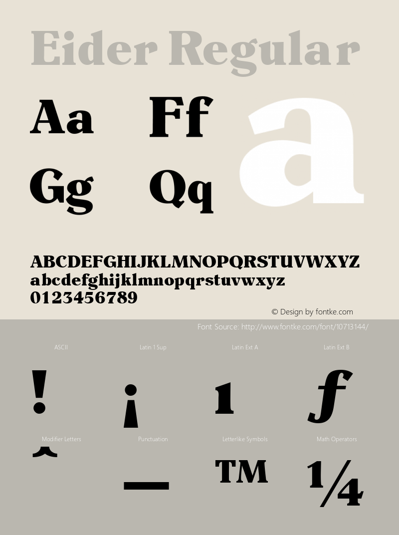 Eider Regular Altsys Fontographer 4.0.3 2/6/94 Font Sample