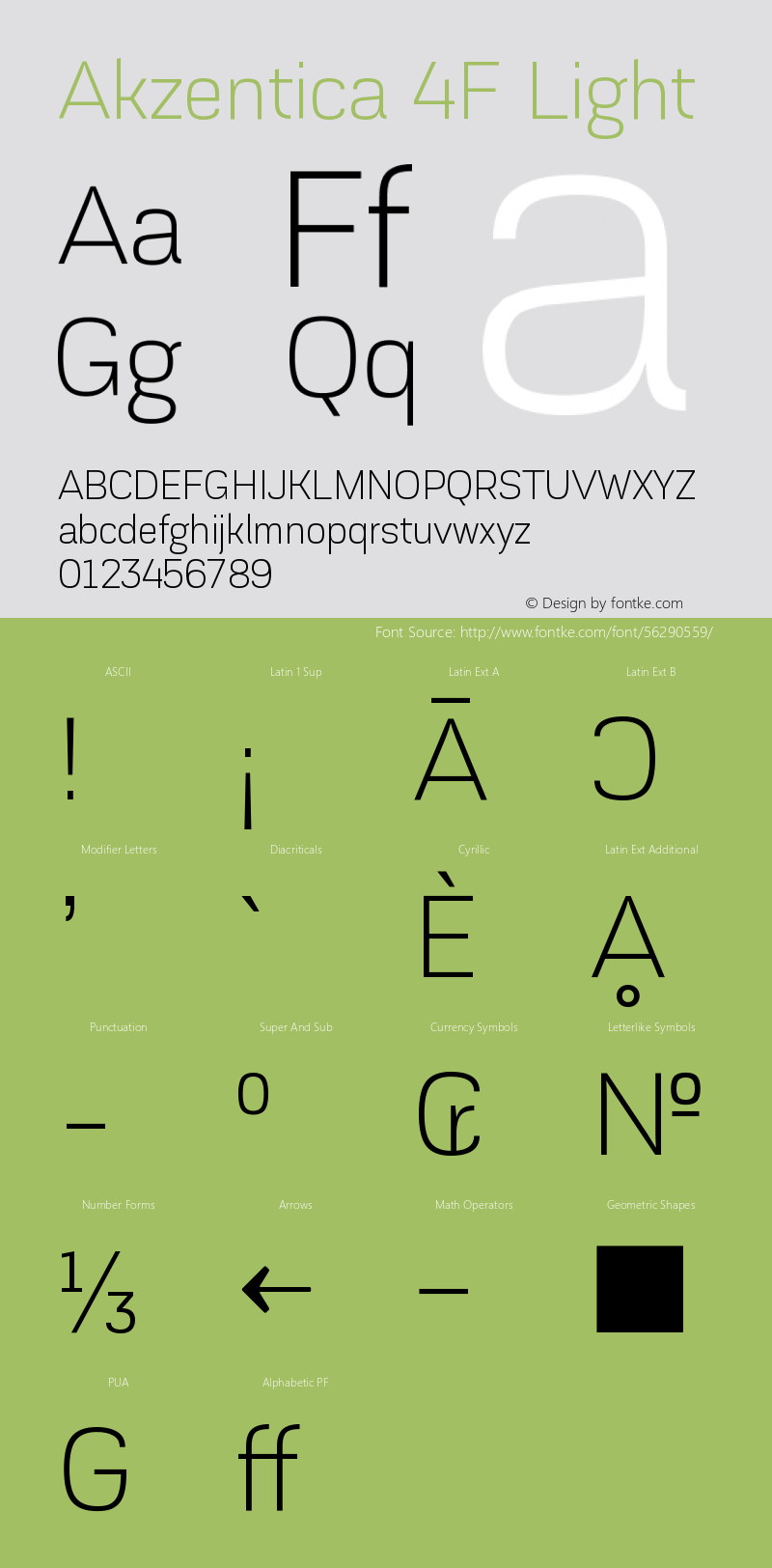 Akzentica4FLight 1.0 Font Sample