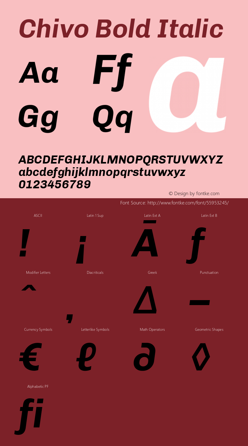 Chivo Bold Italic Version 1.007 Font Sample