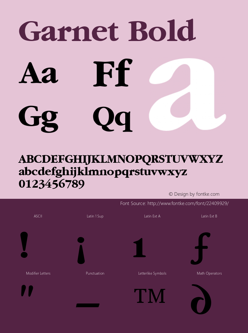 Garnet Bold Altsys Fontographer 3.5  8/3/92 Font Sample