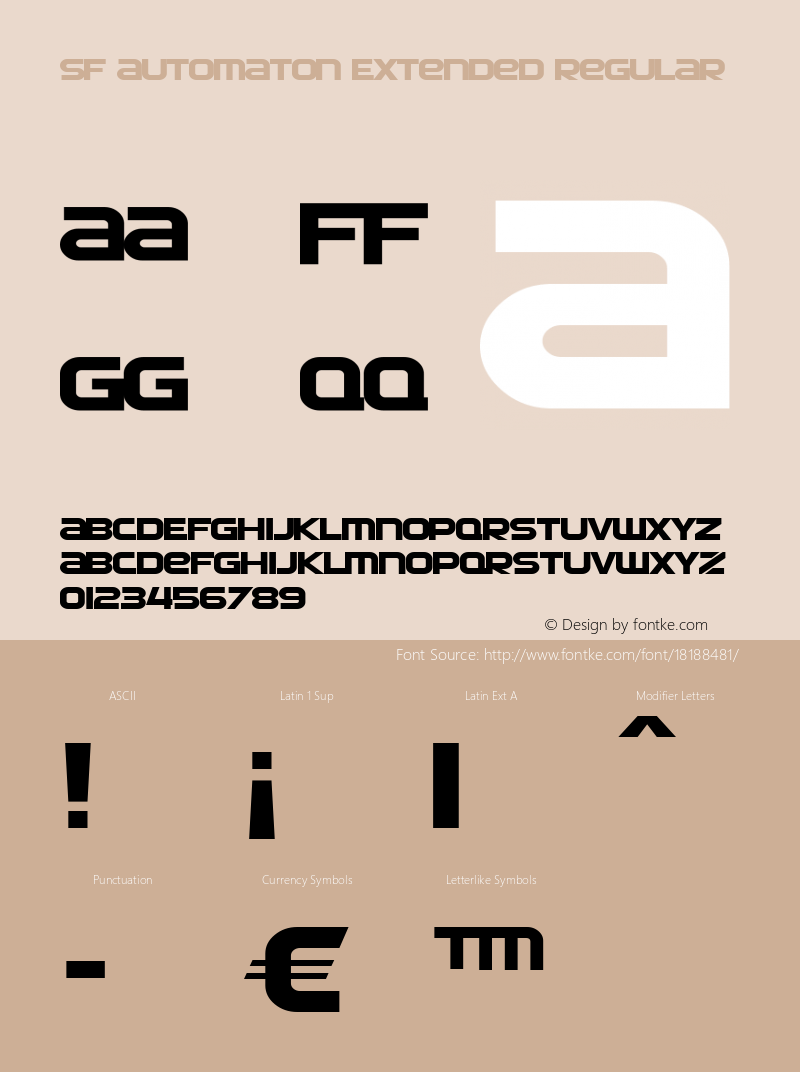 SF Automaton Extended Regular ver 1.0; 2000. Freeware for non-commercial use. Font Sample