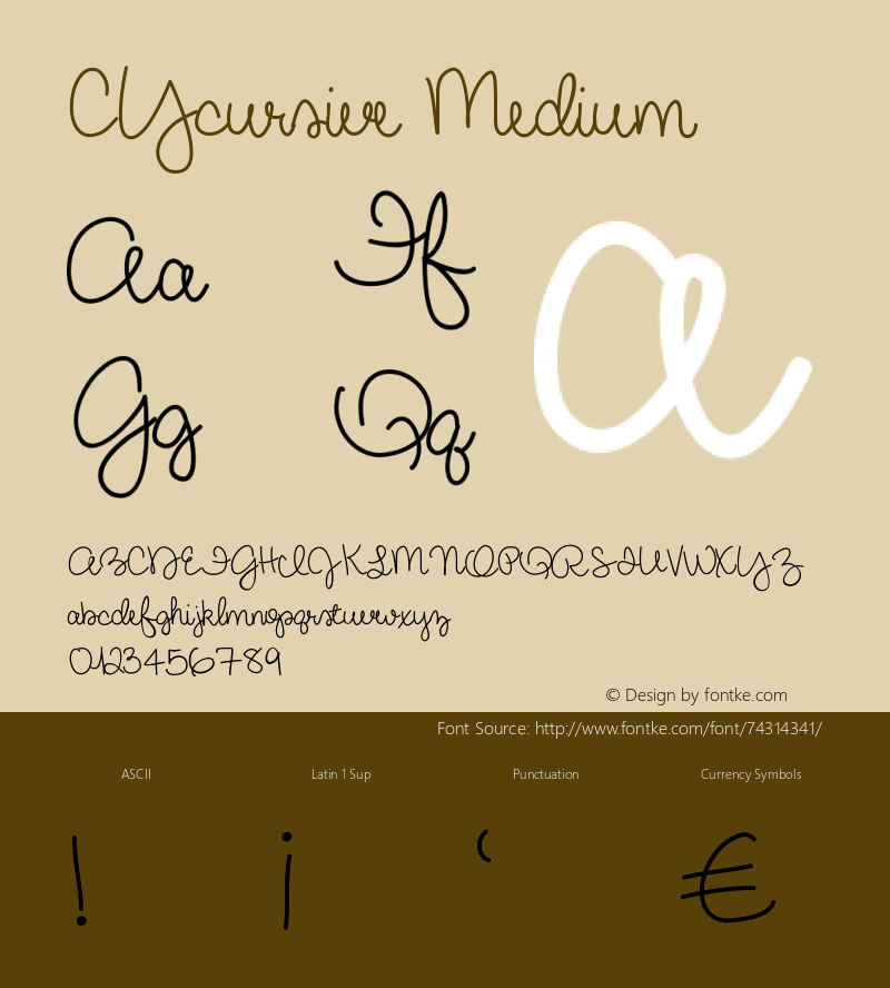 CYcursive Version 001.000 Font Sample