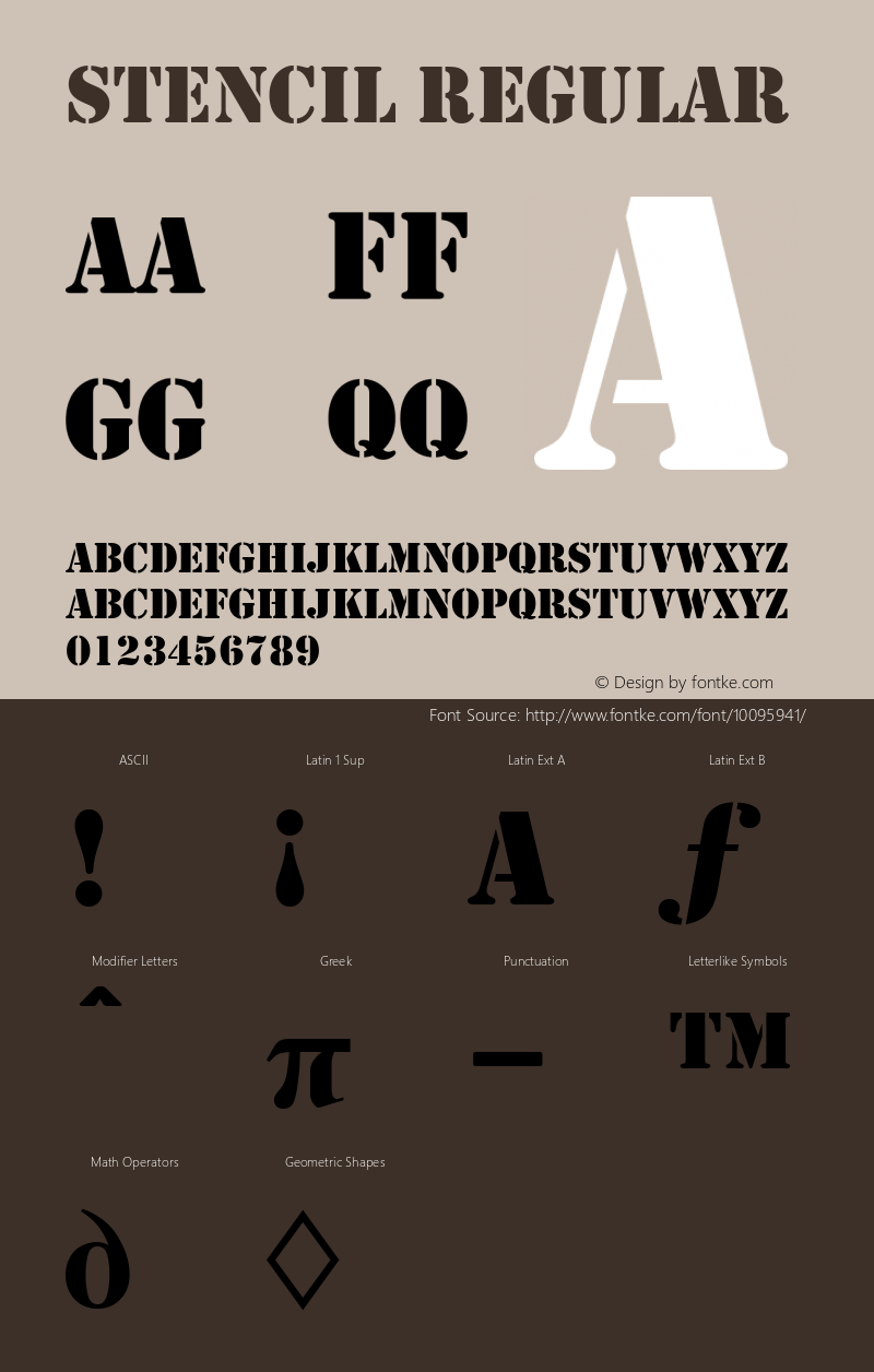 Stencil Regular Version 1.51 Font Sample