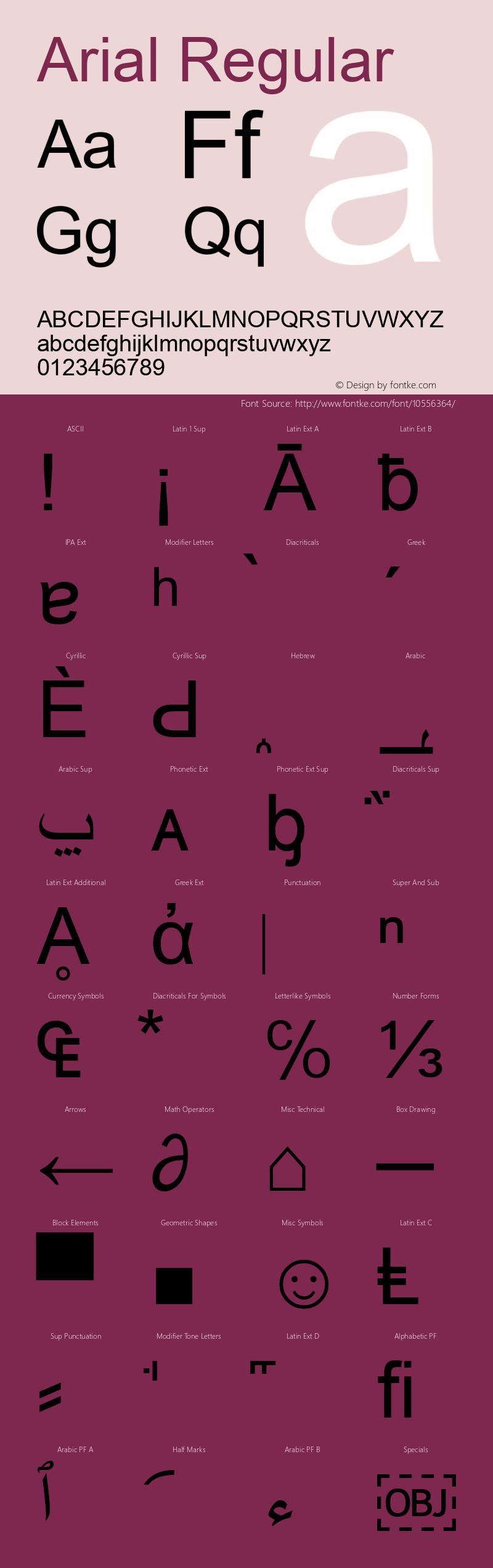 Arial Regular Version 5.20 Font Sample