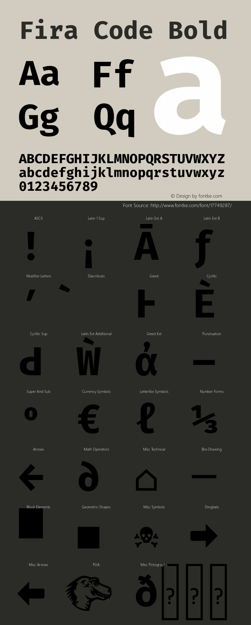 Fira Code Bold Version 1.203;PS 001.203;hotconv 1.0.88;makeotf.lib2.5.64775 Font Sample