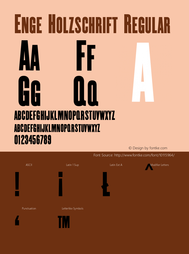 Enge Holzschrift Regular 001.045 Font Sample