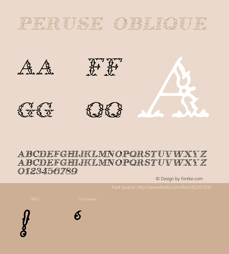 Peruse Oblique 1.0 Wed Sep 21 14:59:55 1994 Font Sample