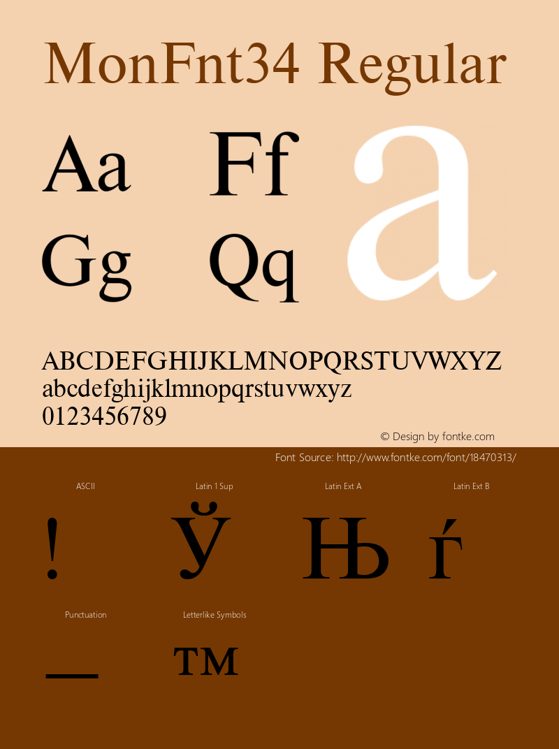 MonFnt34 Regular 1.100.000 Font Sample