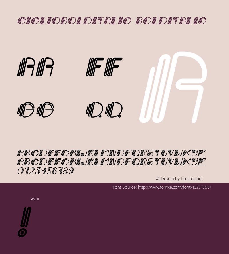 GiglioBoldItalic BoldItalic Version 001.000 Font Sample