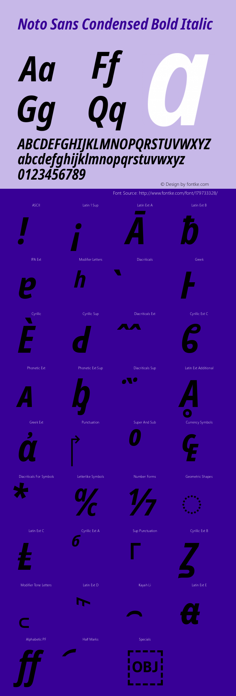 Noto Sans Condensed Bold Italic Version 2.001; ttfautohint (v1.8.2)图片样张