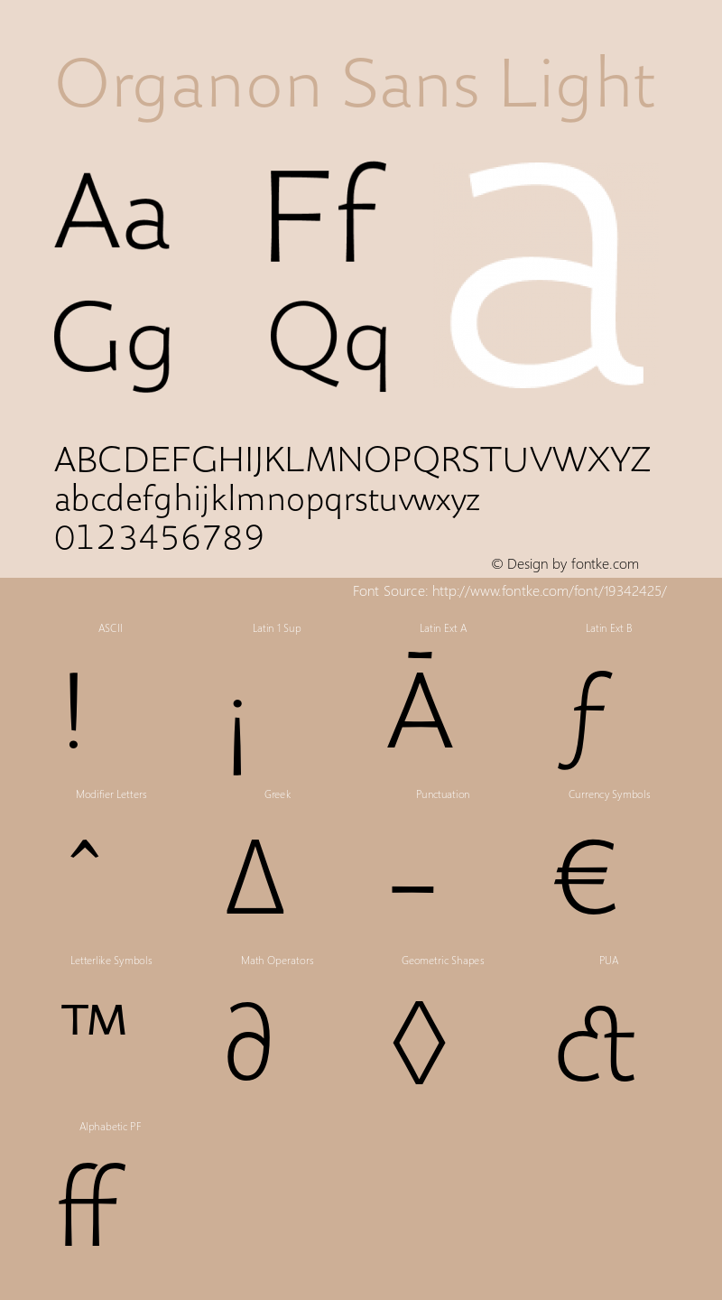 OrganonSans-Light 002.002 Font Sample