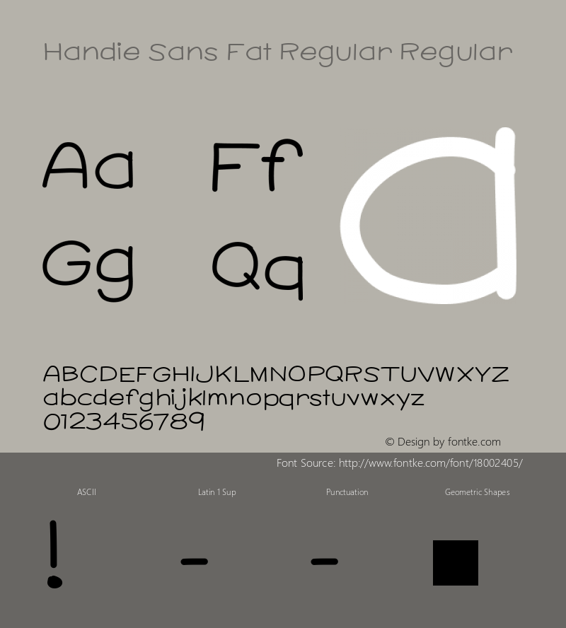 Handie Sans Fat Regular Regular Version 001.000 Font Sample