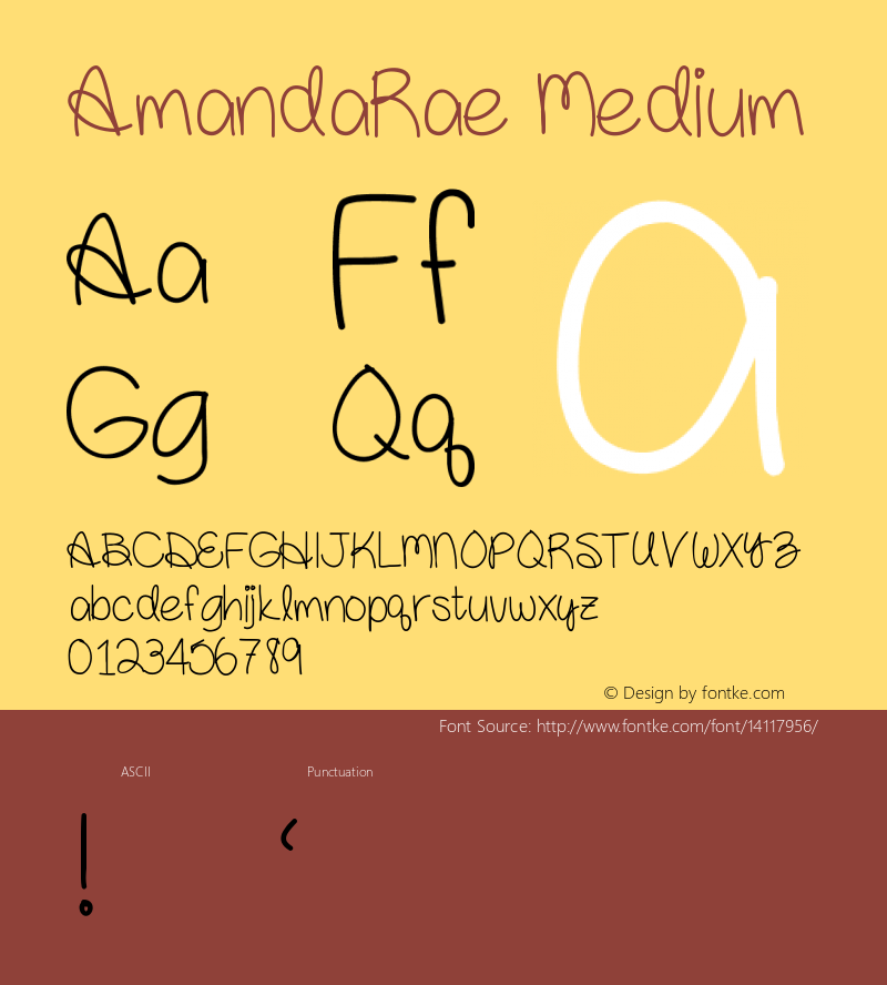 AmandaRae Medium Version 001.000 Font Sample