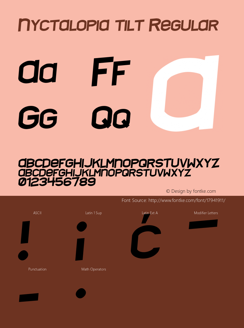 Nyctalopia tilt Regular 2 Font Sample