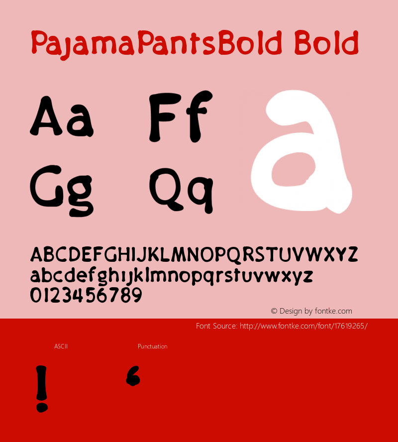 PajamaPantsBold Bold Version 001.000 Font Sample