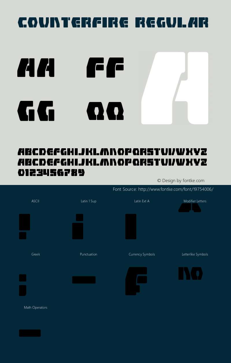 Counterfire Version 1.00 March 31, 2014, initial release Font Sample