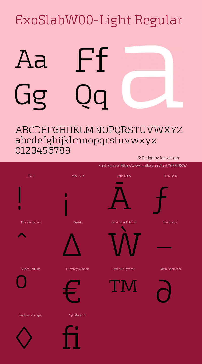 ExoSlabW00-Light Regular Version 1.10 Font Sample