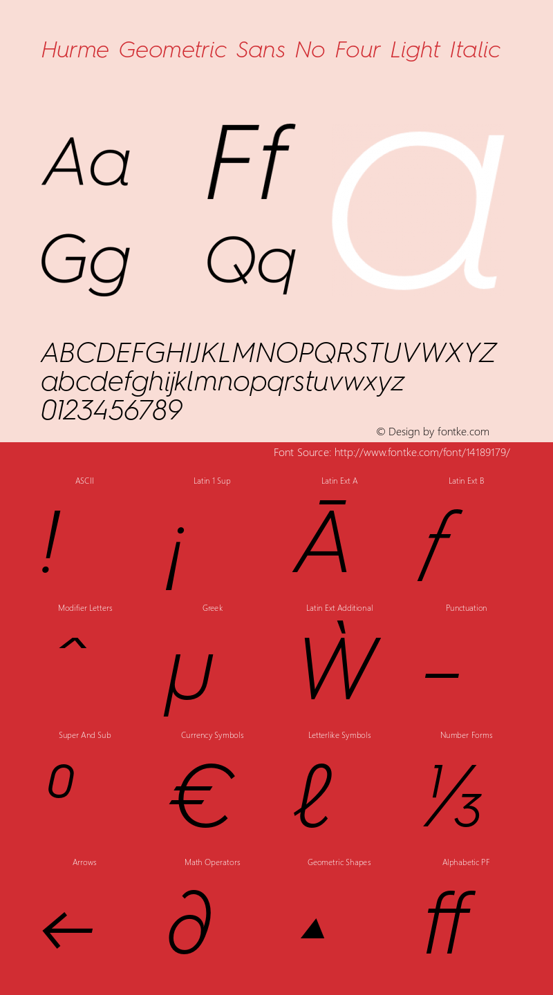 Hurme Geometric Sans No Four Light Italic 1.001 Font Sample