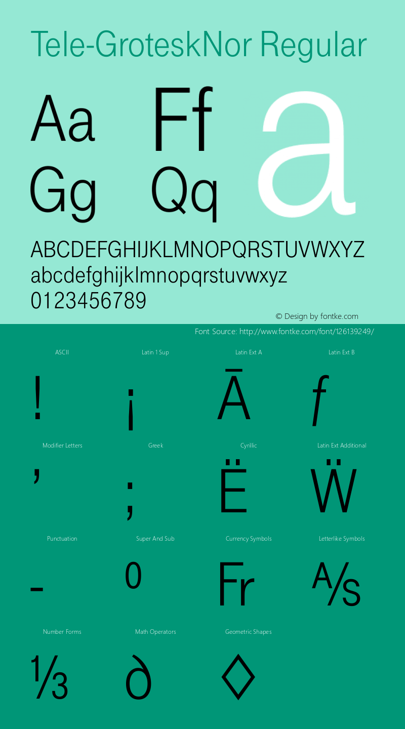 Tele-GroteskNor Version 2.20 Font Sample