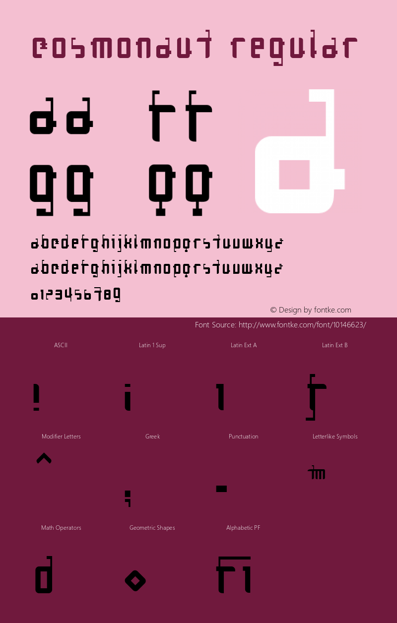 Cosmonaut Regular Version 001.000 Font Sample