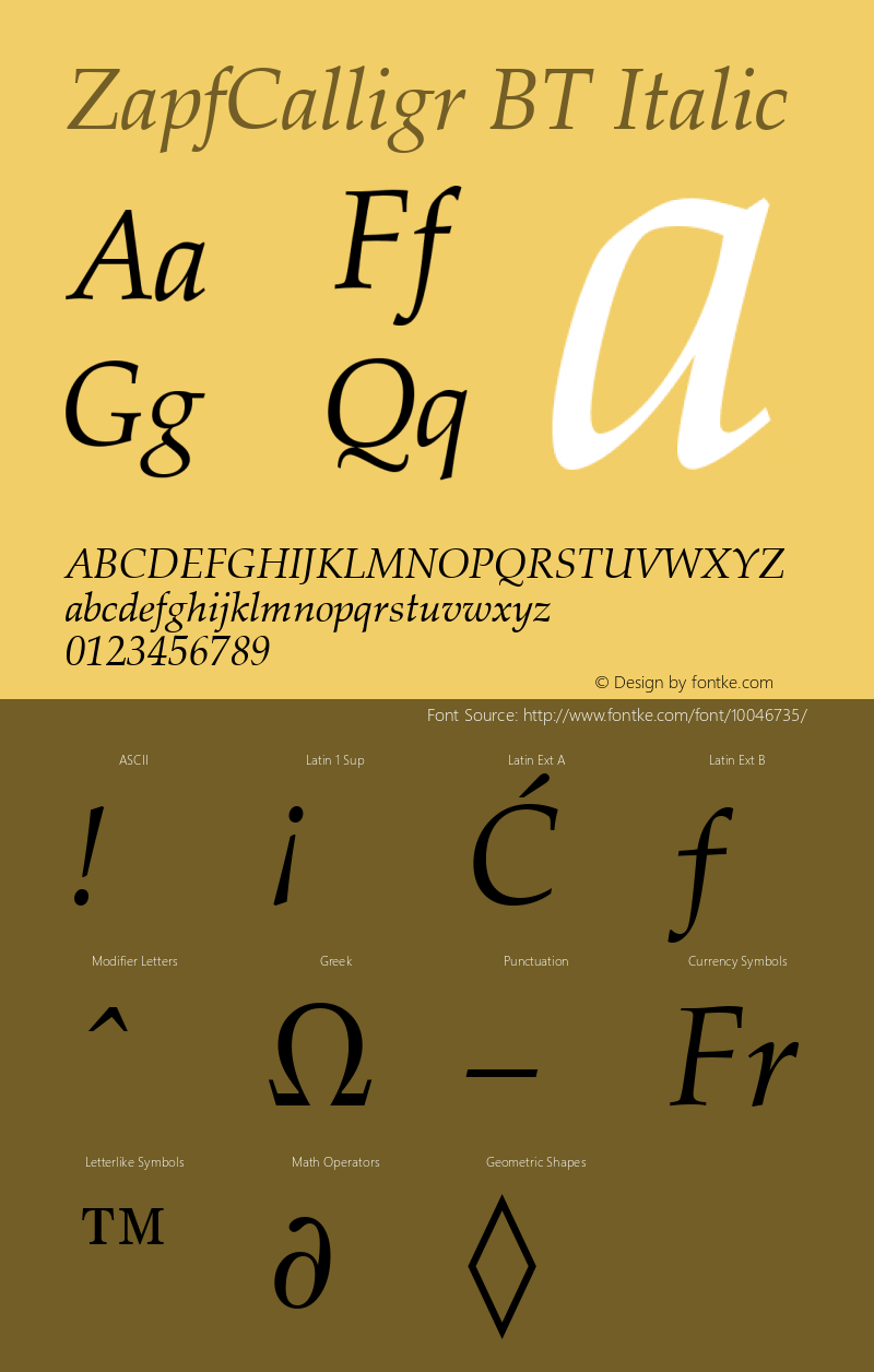 ZapfCalligr BT Italic mfgpctt-v1.52 Monday, January 25, 1993 12:01:55 pm (EST) Font Sample