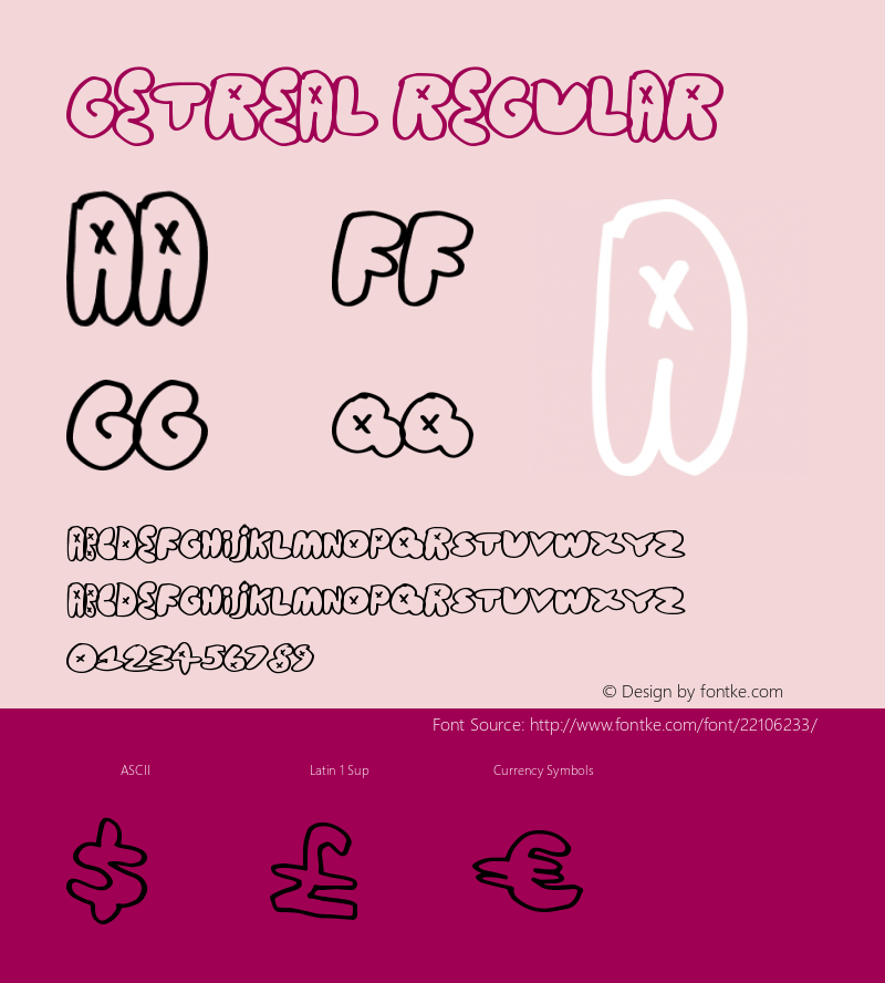 GetReal Version 1.00 April 17, 2014, initial release Font Sample