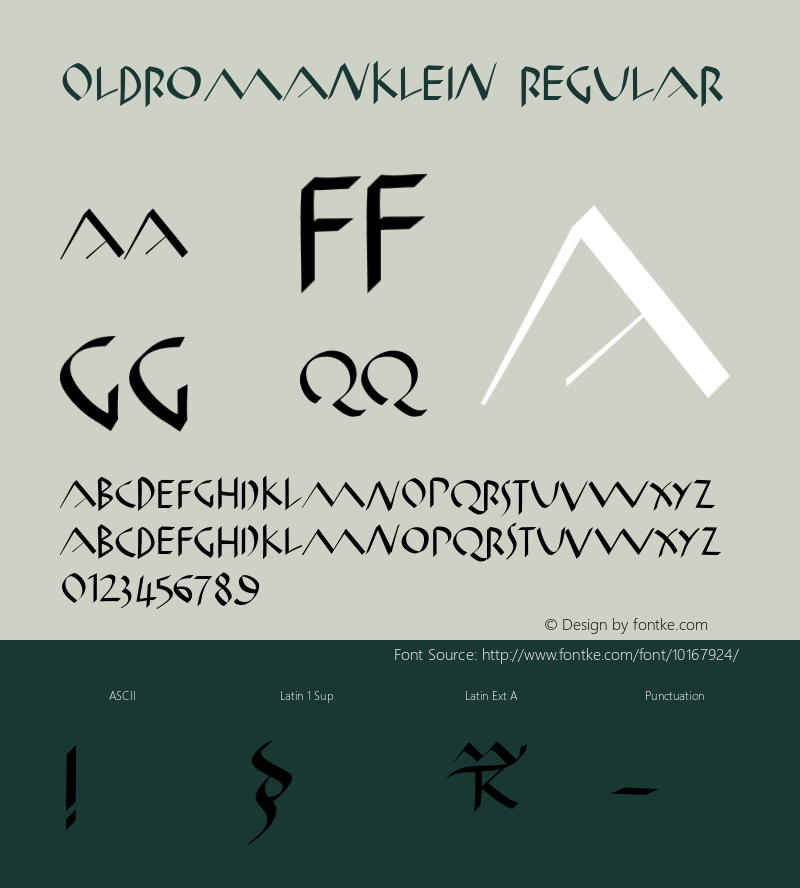 OldRomanKlein Regular 1.0 Font Sample