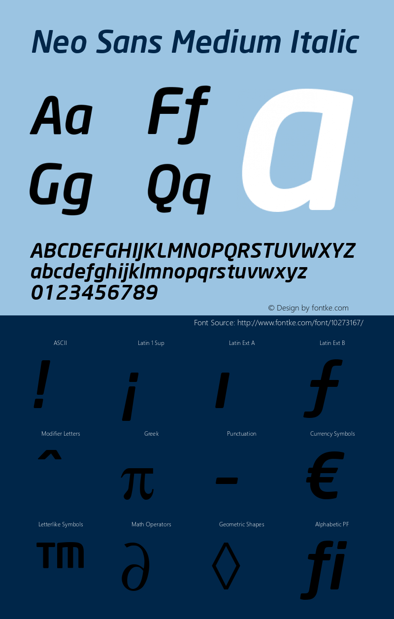 Neo Sans Medium Italic Version 001.000 Font Sample