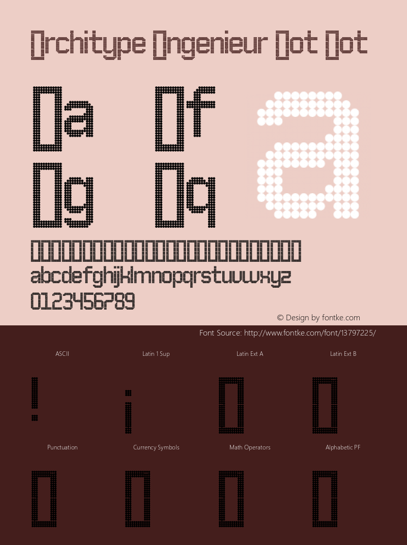 Architype Ingenieur Dot Dot Version 1.000 Font Sample