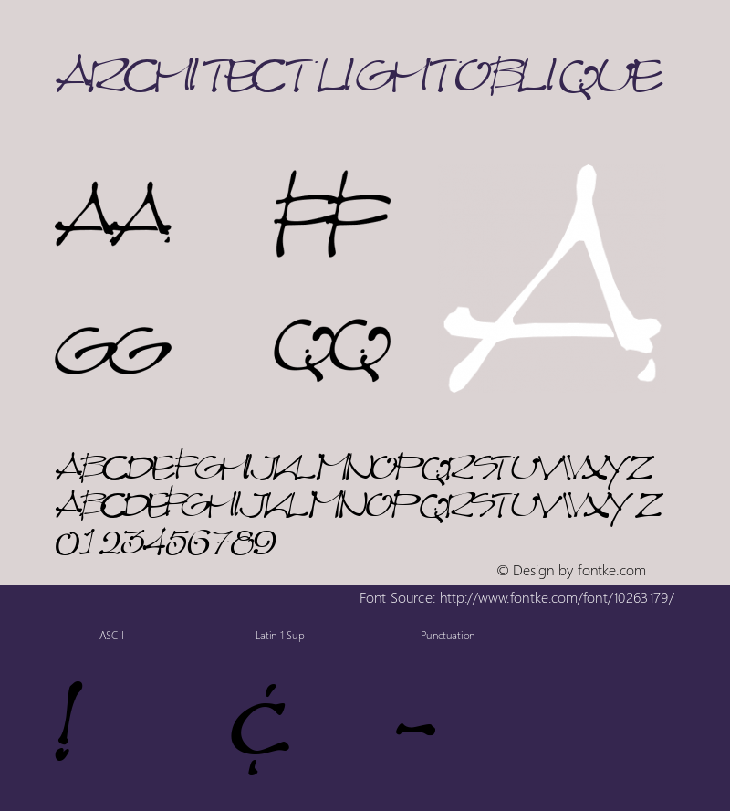 Architect LightOblique Macromedia Fontographer 4.1.5 3/7/02 Font Sample