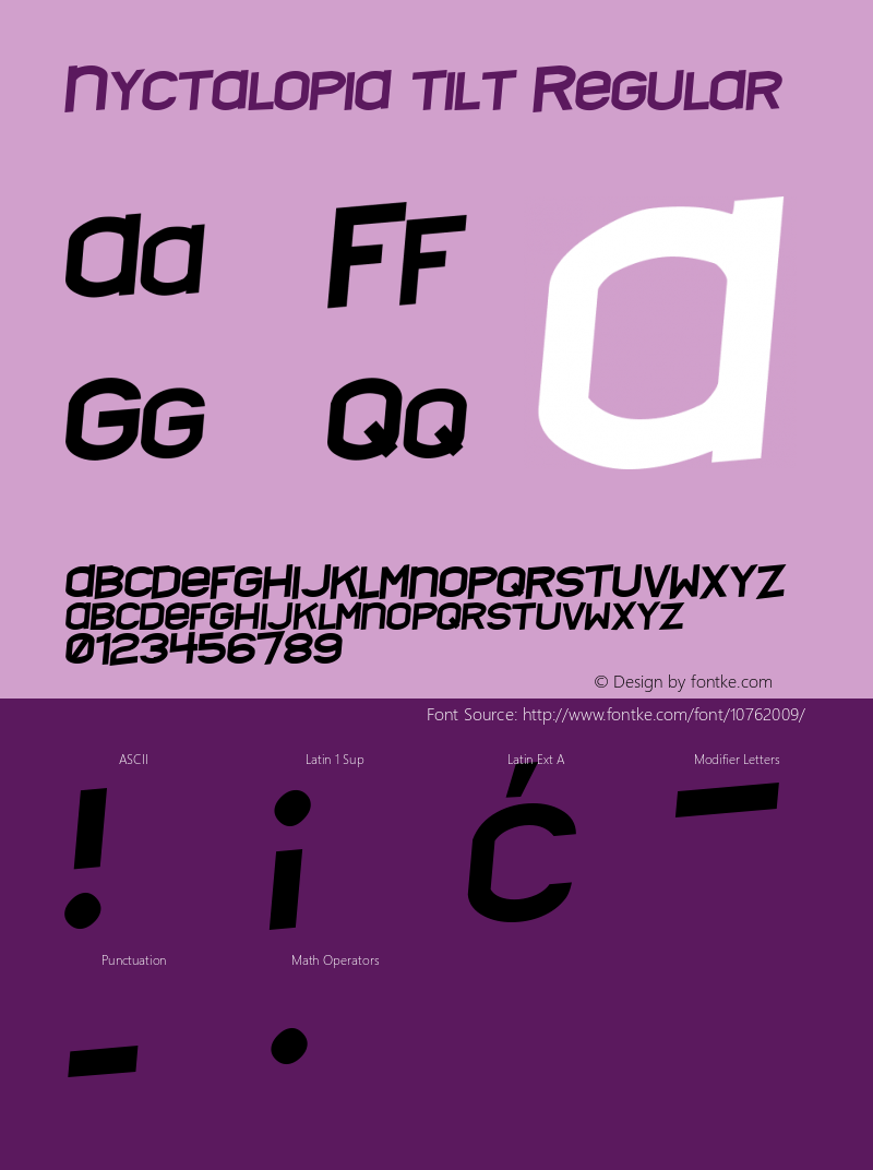 Nyctalopia tilt Regular 2 Font Sample