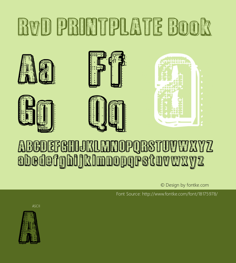 RvD_PRINTPLATE Book Version 1.00 March 24, 2009, Font Sample