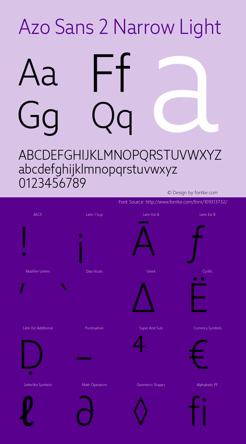 Azo Sans 2 Narrow Light Version 2.001 Font Sample