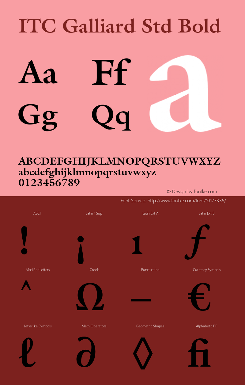 ITC Galliard Std Bold OTF 1.018;PS 001.002;Core 1.0.31;makeotf.lib1.4.1585 Font Sample