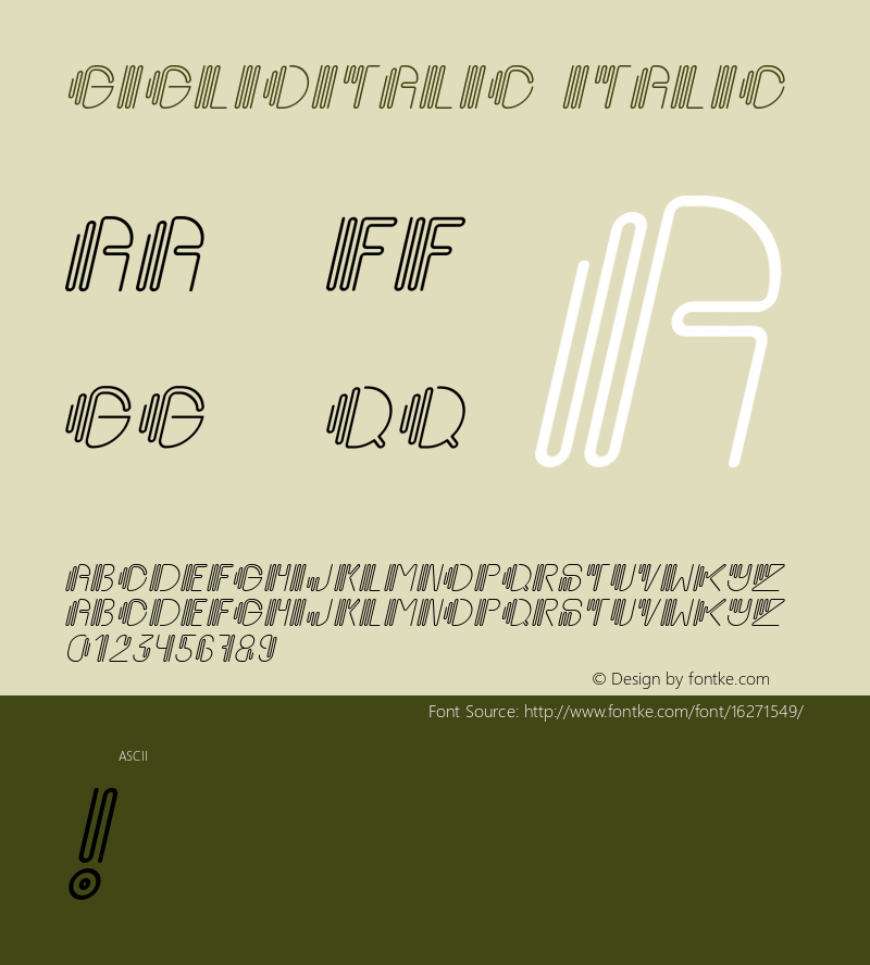 GiglioItalic Italic Version 001.000 Font Sample