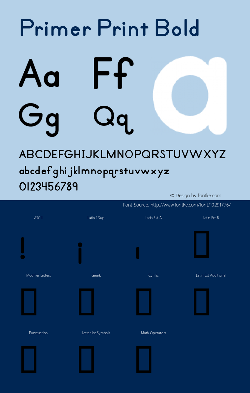 Primer Print Bold Version 3.1; 1999 Font Sample