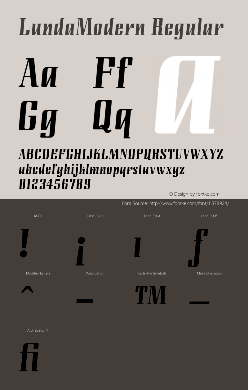 LundaModern Regular Version 001.000 Font Sample