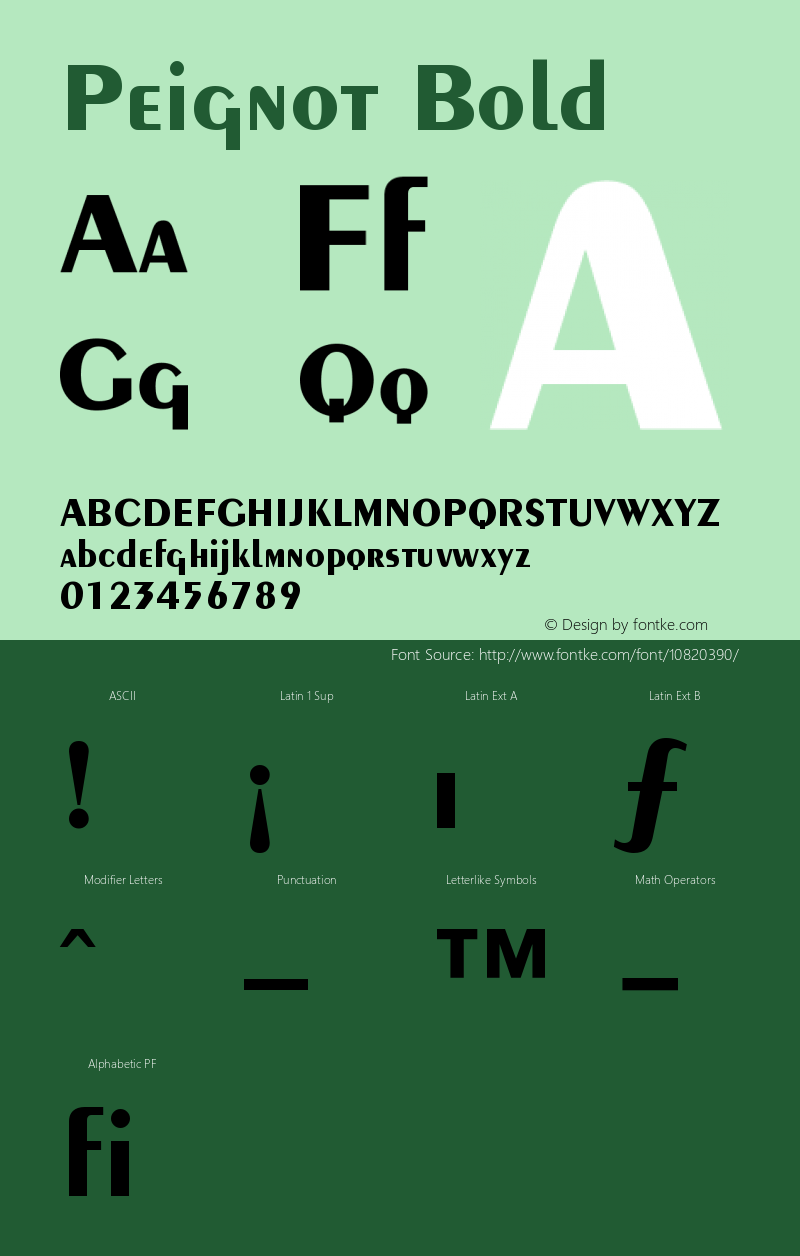 Peignot Bold Version 001.000 Font Sample