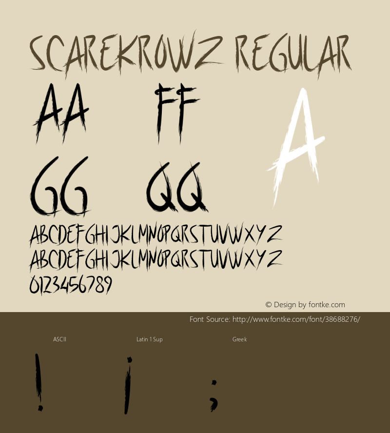 Scarekrowz Version 1.00;October 4, 2019;FontCreator 11.5.0.2427 32-bit Font Sample