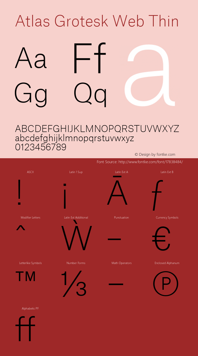 Atlas Grotesk Web Thin Version 1.001 2012 Font Sample