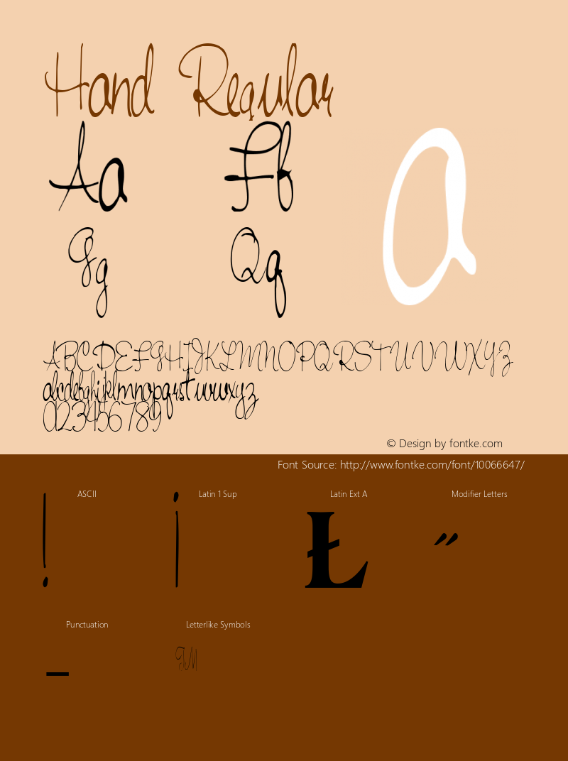 Hand Regular Altsys Metamorphosis:11/12/94 Font Sample