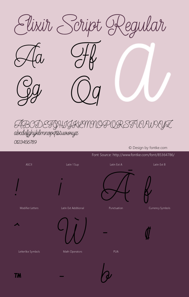 ElixirScript Version 1.000 Font Sample