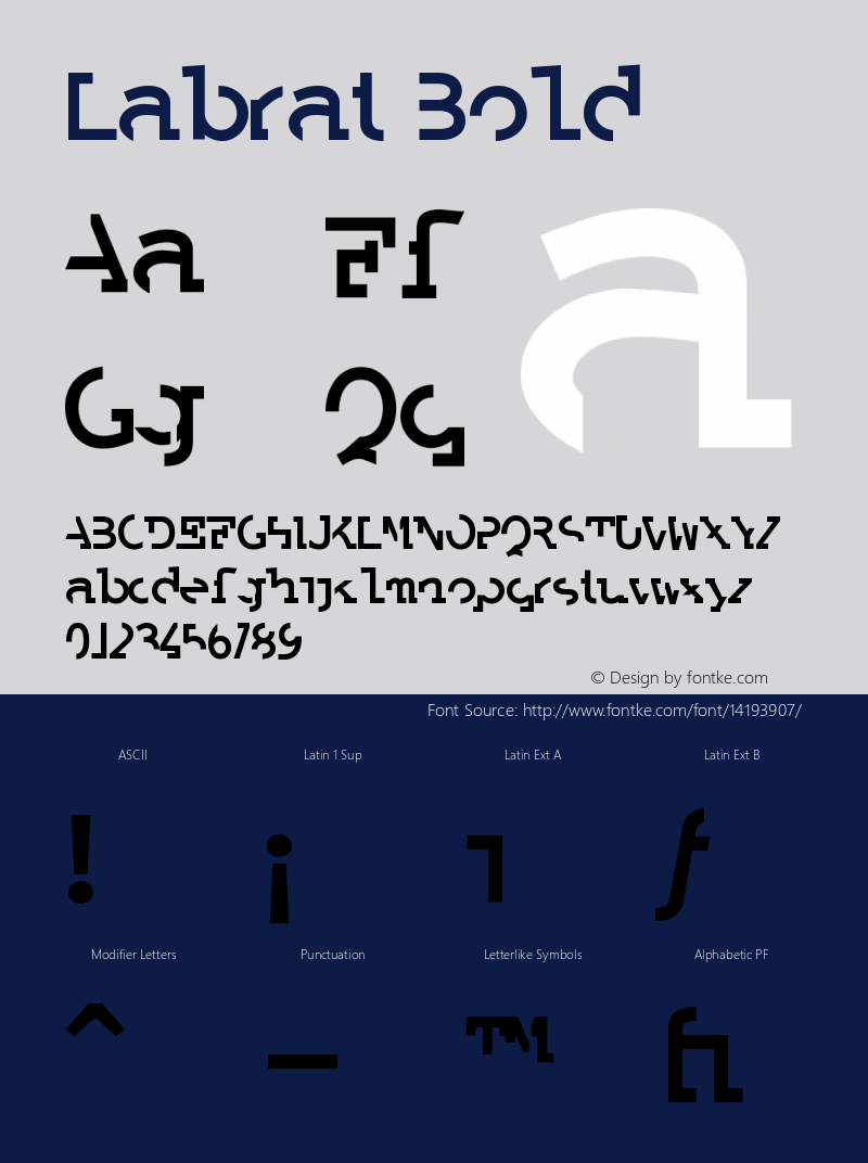 Labrat Bold Version 1.0; 2000; initial r Font Sample