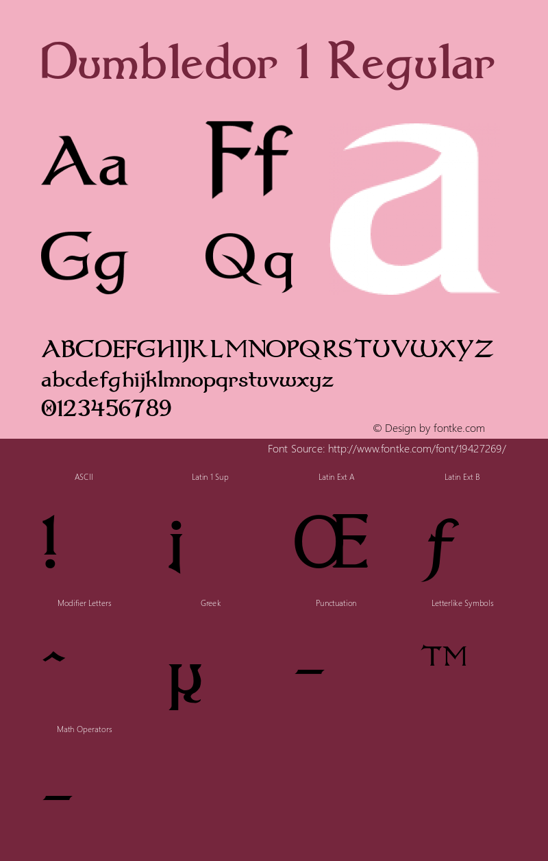 Dumbledor1 Version 1.000 Font Sample