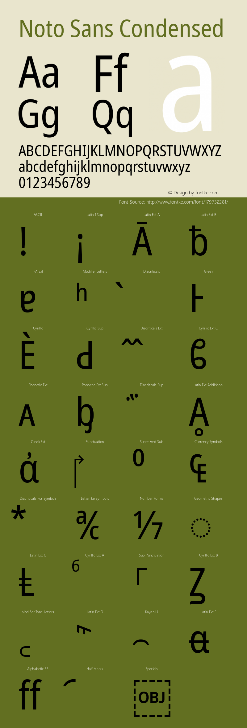Noto Sans Condensed Version 2.001; ttfautohint (v1.8.2)图片样张